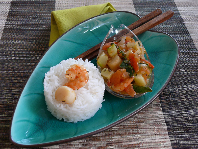 Pétoncles et Crevettes façon méditérannée