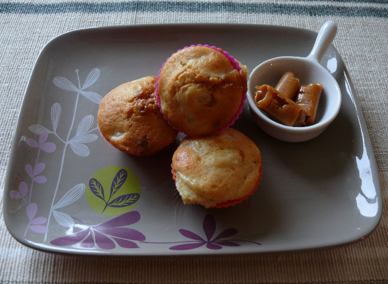 Muffins à la poire et aux caramels fondants