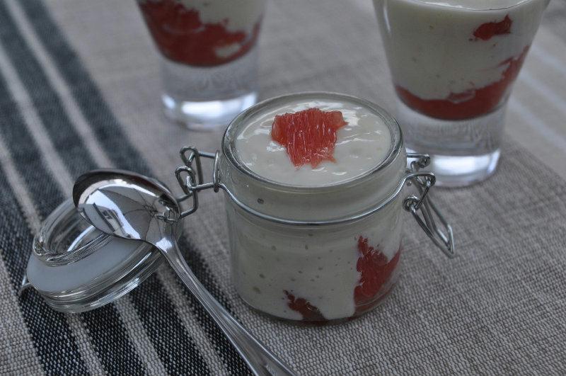 Verrine de pamplemousse rose et coulis de citron
