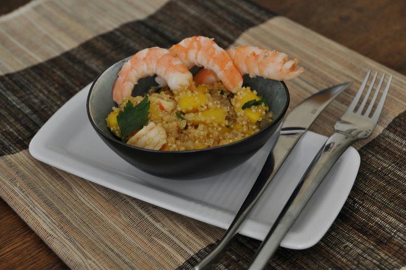 Quinoa à la mangue et aux crevettes