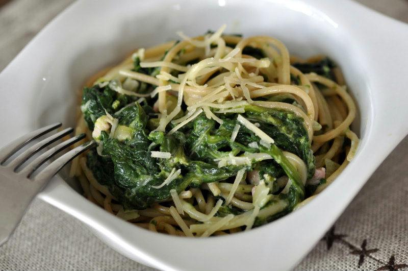Spaghetti à la crème d'épinards